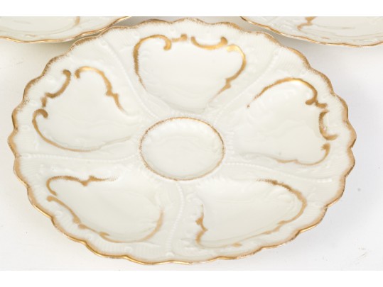 Set Of Six Antique Oyster Plates, Probably French