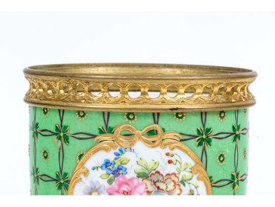 Sevres Raised Gilt Metal Mounted Cashpot