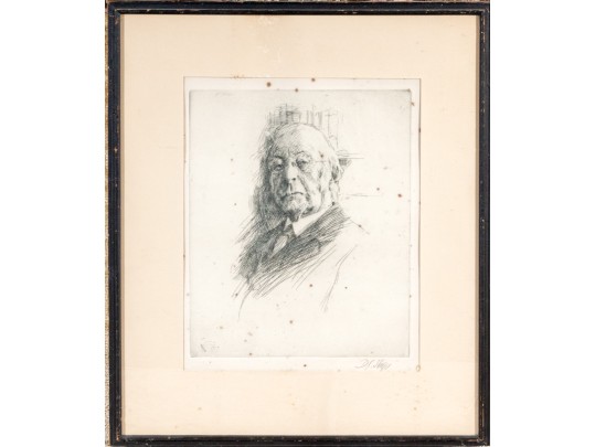 D.C. Storge Signed Etching Print On Paper, Figural Bust Portrait