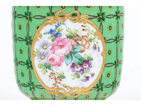 Sevres Raised Gilt Metal Mounted Cashpot