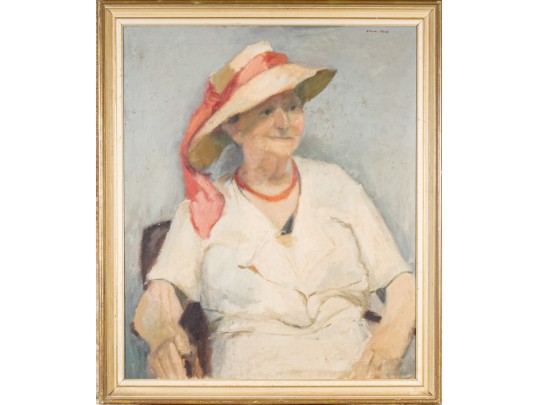 Helene Brier Signed Oil On Canvas, Figural Portrait
