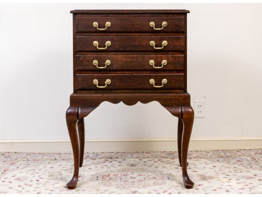 Queen Anne Style Vintage Solid Cherry Silver Chest