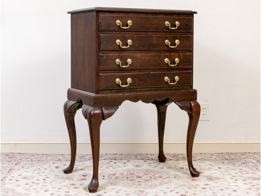 Queen Anne Style Vintage Solid Cherry Silver Chest