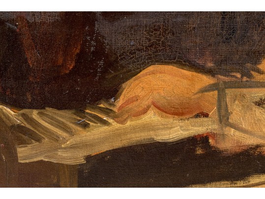 Oil On Board Boy Playing Piano