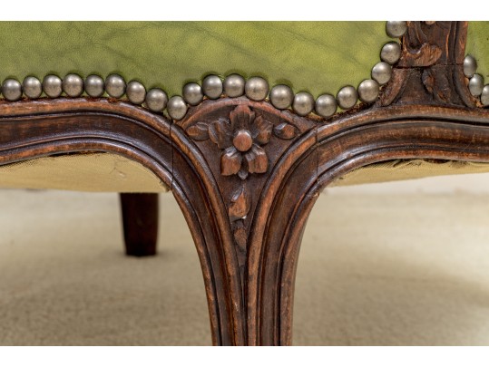 Quality French Louis XV Style Leather Upholstered Bergere