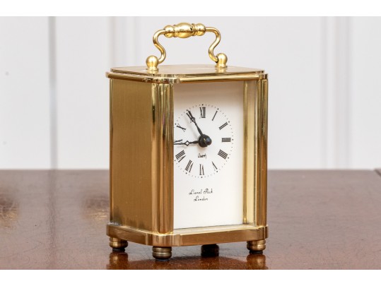 Vintage Brass English, London, Lionel Peck London Quartz Desk Clock
