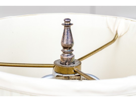 Neoclassical Style Pair Of Silver Plated Candlestick Form Table Lamps