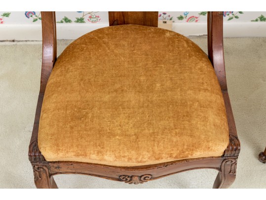 Elegant Pair Of Antique Italian Walnut Finished Side Chair Frames