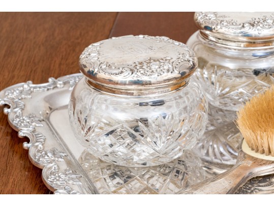 Wonderful Antique Silver Plated Vanity Collection
