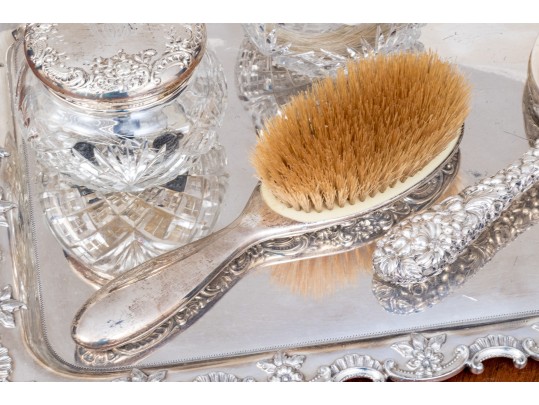Wonderful Antique Silver Plated Vanity Collection