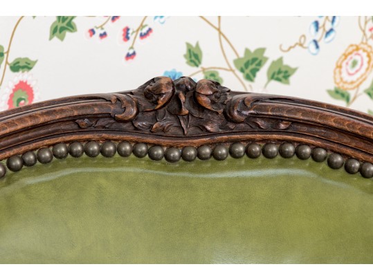 Quality French Louis XV Style Leather Upholstered Bergere