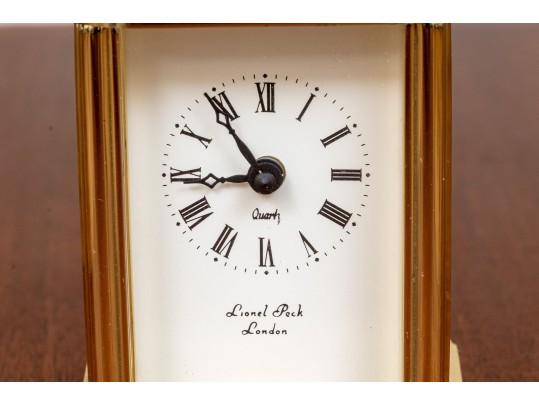 Vintage Brass English, London, Lionel Peck London Quartz Desk Clock