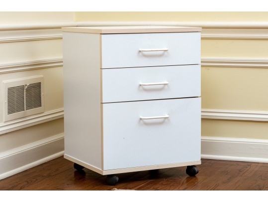 Utilitarian Pair Of File Cabinets On Casters