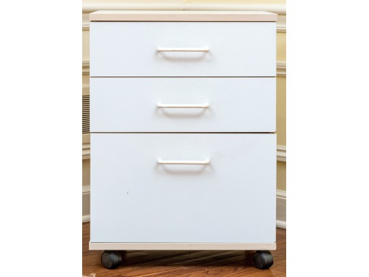 Utilitarian Pair Of File Cabinets On Casters