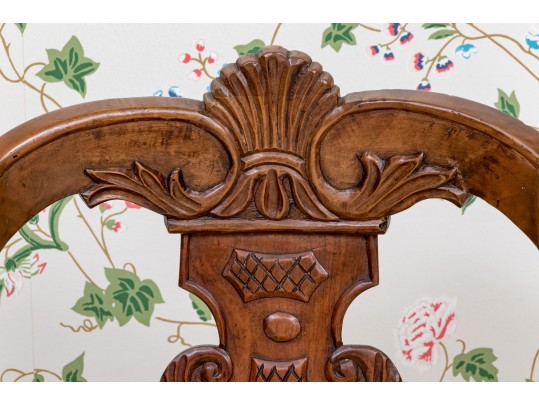 Elegant Pair Of Antique Italian Walnut Finished Side Chair Frames