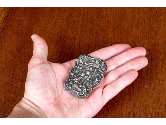 Antique Neoclassical Sterling Silver Match Strike Case, .87 OZT