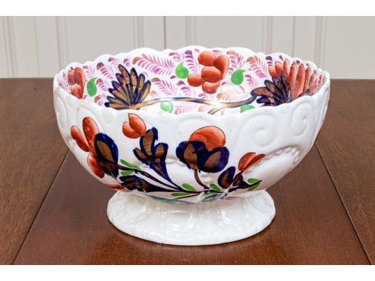 Vintage English Chinoiserie Ceramic Footed Bowl With Ewer