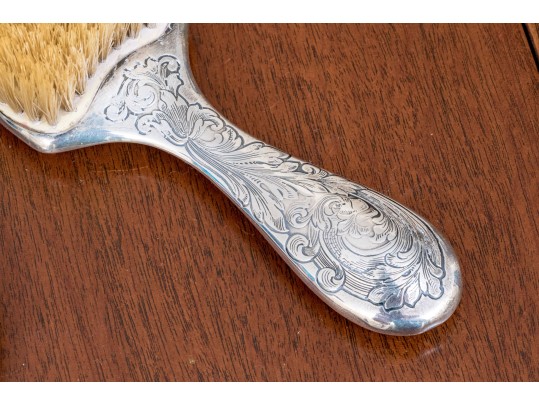 Antique Three Piece Sterling Silver Mounted Vanity Set