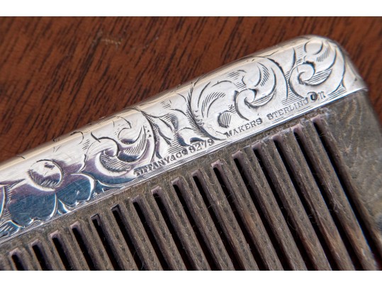 Antique Three Piece Sterling Silver Mounted Vanity Set