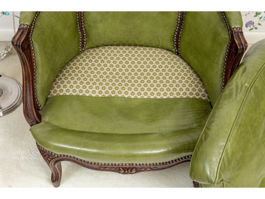 Quality French Louis XV Style Leather Upholstered Bergere