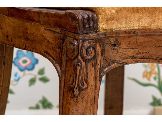 Elegant Pair Of Antique Italian Walnut Finished Side Chair Frames