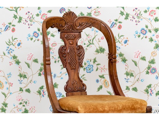 Elegant Pair Of Antique Italian Walnut Finished Side Chair Frames