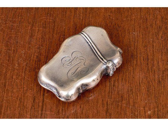 Antique Neoclassical Sterling Silver Match Strike Case, .87 OZT