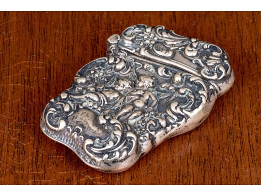 Antique Neoclassical Sterling Silver Match Strike Case, .87 OZT