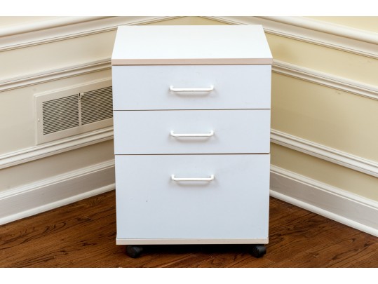 Utilitarian Pair Of File Cabinets On Casters
