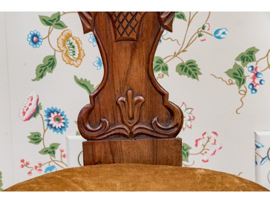 Elegant Pair Of Antique Italian Walnut Finished Side Chair Frames