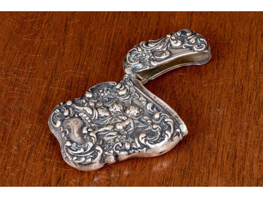 Antique Neoclassical Sterling Silver Match Strike Case, .87 OZT