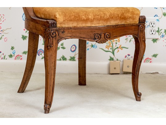 Elegant Pair Of Antique Italian Walnut Finished Side Chair Frames