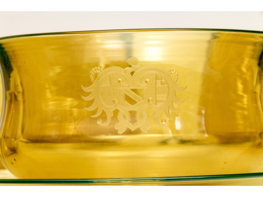 Hand Blown Glass Soup Bowls With Undertrays