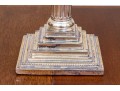 Neoclassical Style Pair Of Silver Plated Candlestick Form Table Lamps