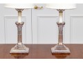 Neoclassical Style Pair Of Silver Plated Candlestick Form Table Lamps