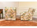 Vintage Pair Of Kindel Fine Floral Chintz Upholstered Club Chairs, With Accent Pillows
