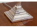 Neoclassical Style Pair Of Silver Plated Candlestick Form Table Lamps