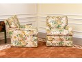 Vintage Pair Of Kindel Fine Floral Chintz Upholstered Club Chairs, With Accent Pillows