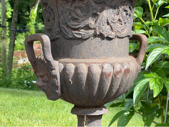 Pair Of Vintage Iron Neoclassical Garden Urns