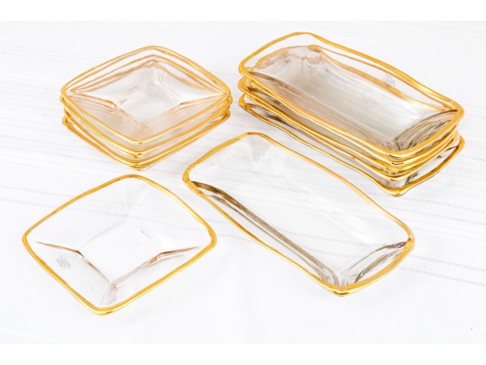 Fabulous Vintage Set Of 12 Italian Gold Rimmed Plates