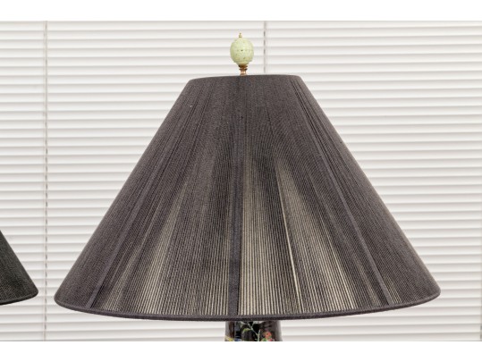 Pair Of Chinese Famille Noire Porcelain Vases, Mounted As Table Lamps