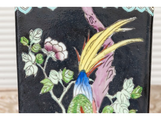 Pair Of Chinese Famille Noire Porcelain Vases, Mounted As Table Lamps