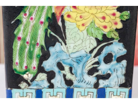 Pair Of Chinese Famille Noire Porcelain Vases, Mounted As Table Lamps