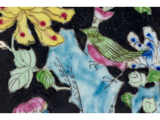 Pair Of Chinese Famille Noire Porcelain Vases, Mounted As Table Lamps