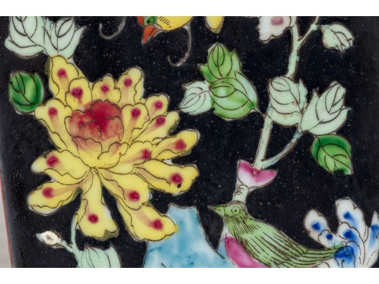 Pair Of Chinese Famille Noire Porcelain Vases, Mounted As Table Lamps