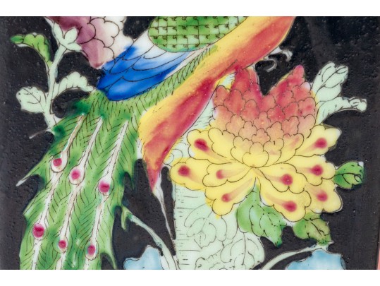 Pair Of Chinese Famille Noire Porcelain Vases, Mounted As Table Lamps