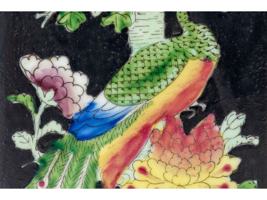 Pair Of Chinese Famille Noire Porcelain Vases, Mounted As Table Lamps