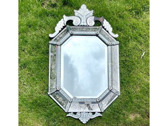 Elegant Etched Venetian Mirror