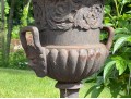 Pair Of Vintage Iron Neoclassical Garden Urns
