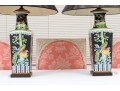 Pair Of Chinese Famille Noire Porcelain Vases, Mounted As Table Lamps